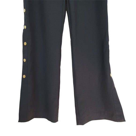 Romeo Juliet Couture Black Straight Wide Button Slit Legs High Rise Pants Size L - Picture 7 of 11